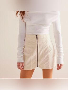FREE PEOPLE LAYLA CORD MINI SKIRT - CHEESECAKE COLOR